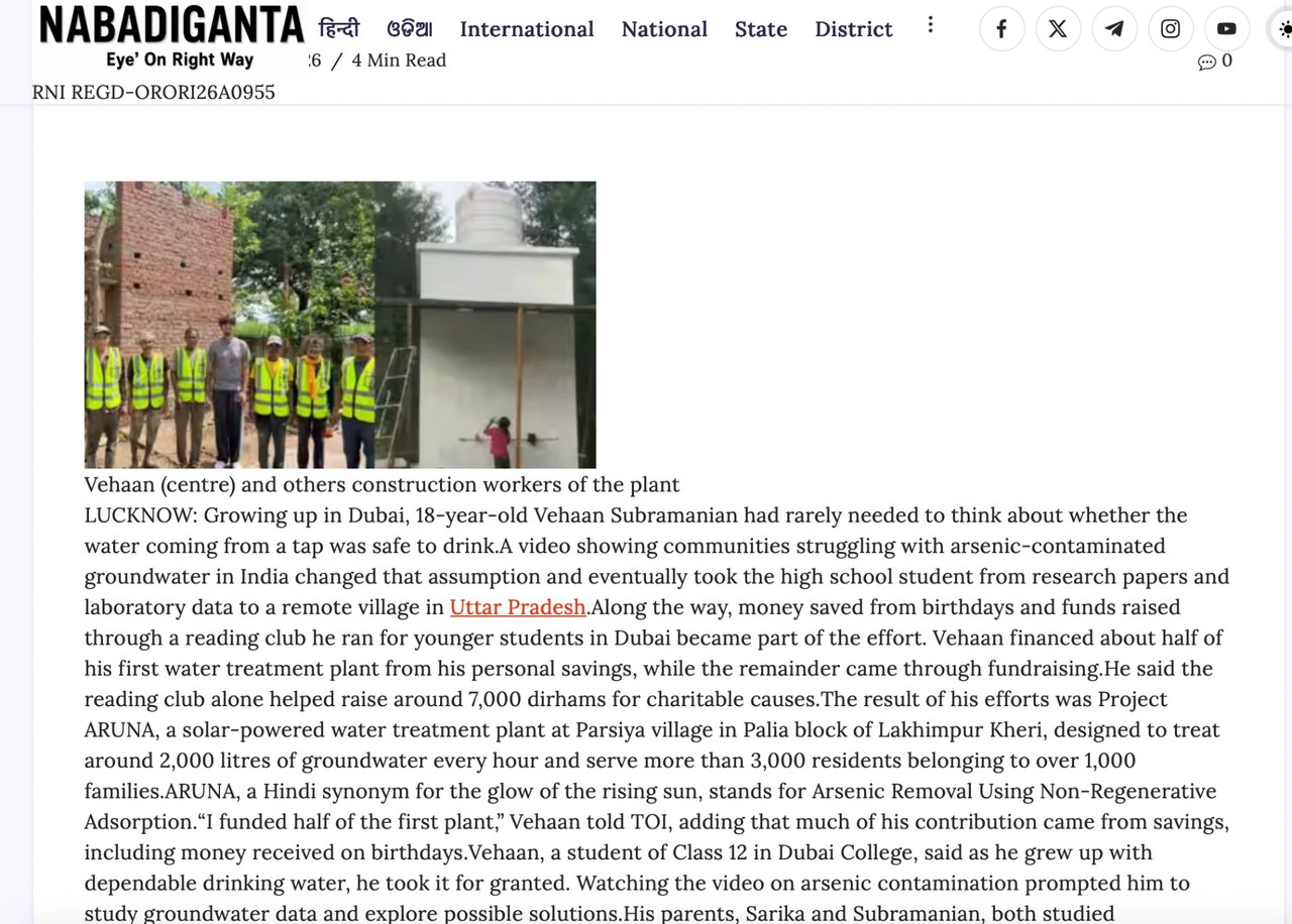 Article preview of The Nabadiganta coverage of Project ARUNA